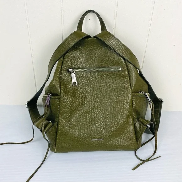 NEW Rebecca Minkoff Julian Backpack Olive Green Bubbled Lamb Leather - Picture 9 of 13